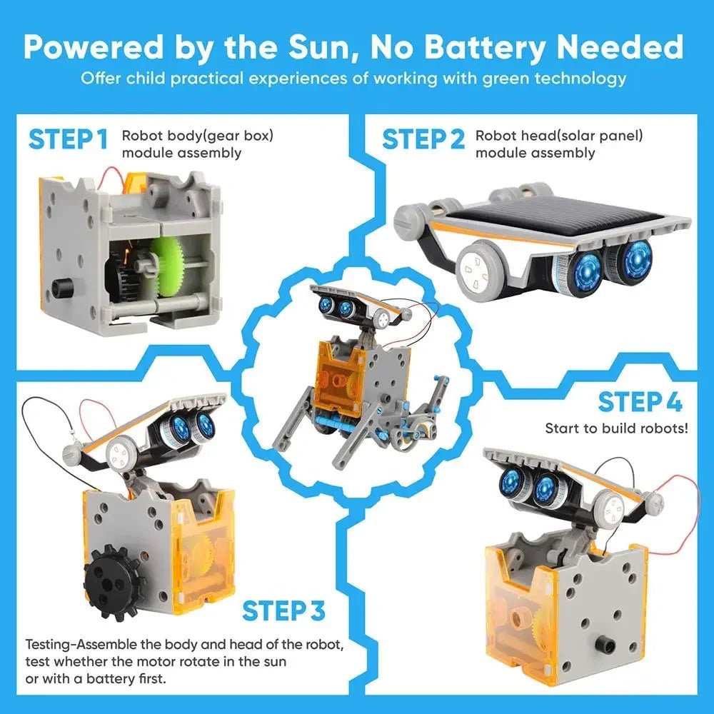 STEM 13 - in - 1 Solar Robot Kit | DIY Science Toy for Kids Age 8 - 12 - SunTweet