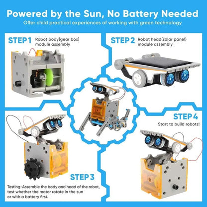 STEM 13 - in - 1 Solar Robot Kit | DIY Science Toy for Kids Age 8 - 12 - SunTweet