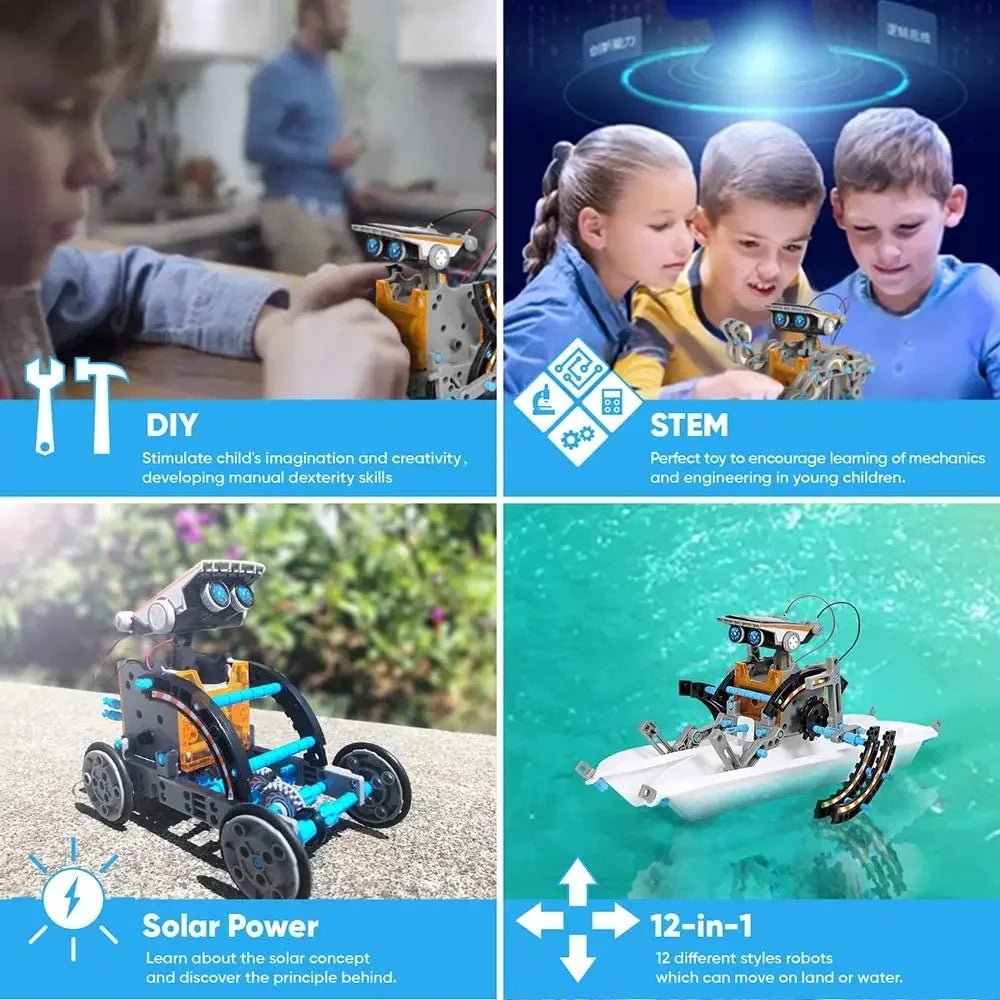 STEM 13 - in - 1 Solar Robot Kit | DIY Science Toy for Kids Age 8 - 12 - SunTweet