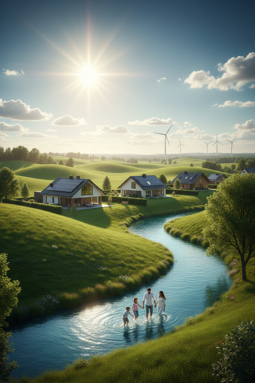 SunTweet Hero - Solar Homes Family River Nature